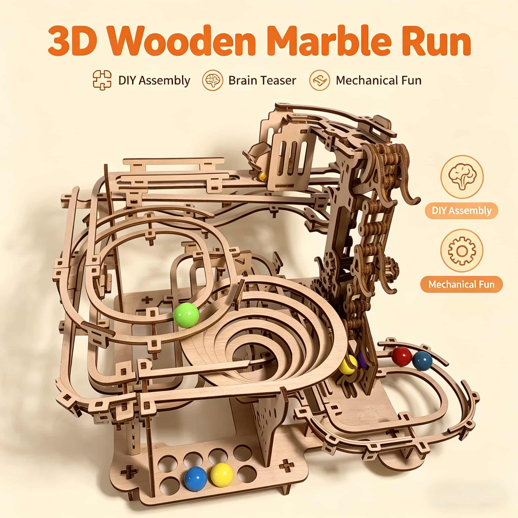 Running Gear Track - Mechanical Marble Run 3D Wooden Puzzle